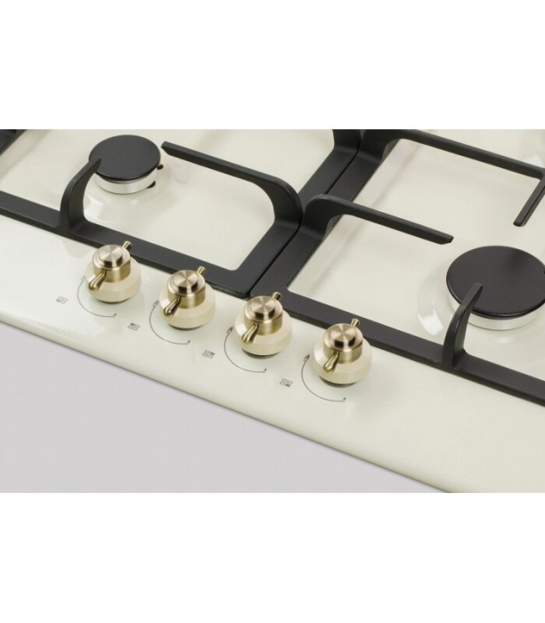 Plita incorporabila LDK Oviedo JZ4BEIGE60, Gaz, 4 arzatoare, Aprindere electrica, Gratare fonta, Siguranta, 60 cm, Bej [3]