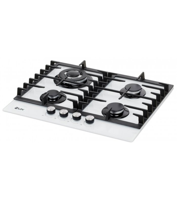 Plita incorporabila LDK Toledo WOK JZ4WHITE60, Gaz, 4 arzatoare, WOK, Aprindere electrica, Gratare fonta, Siguranta, 60 cm, Alb [2]