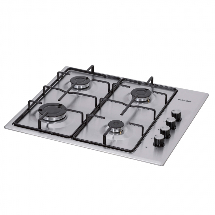 Plită incorporabila Nobeltek NHBG-6400IX, Gaz, Aprindere electrică, Grătar emailat, Inox [3]