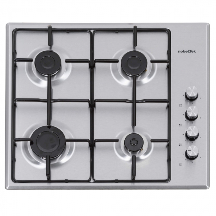 Plită incorporabila Nobeltek NHBG-6400IX, Gaz, Aprindere electrică, Grătar emailat, Inox [1]