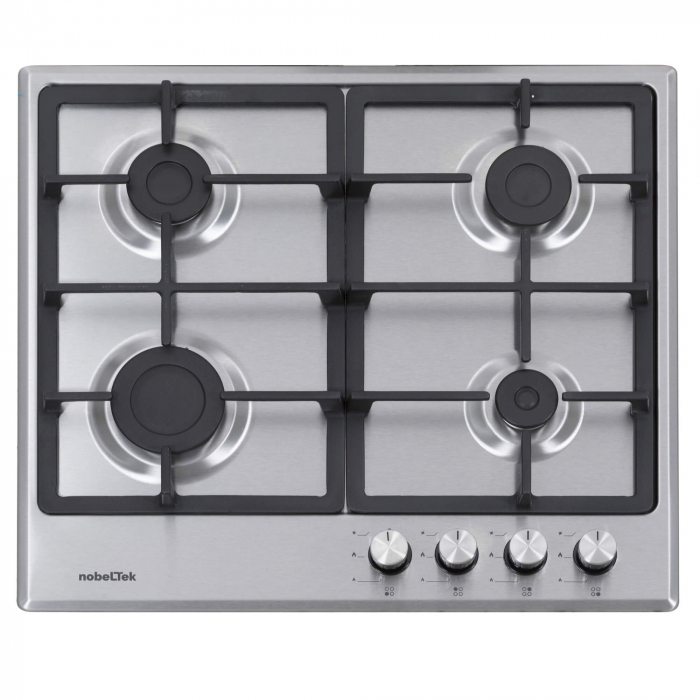 Plită incorporabila Nobeltek NHBG-6400IXF, Gaz, Aprindere electrică, Gratar fontă, Inox [1]