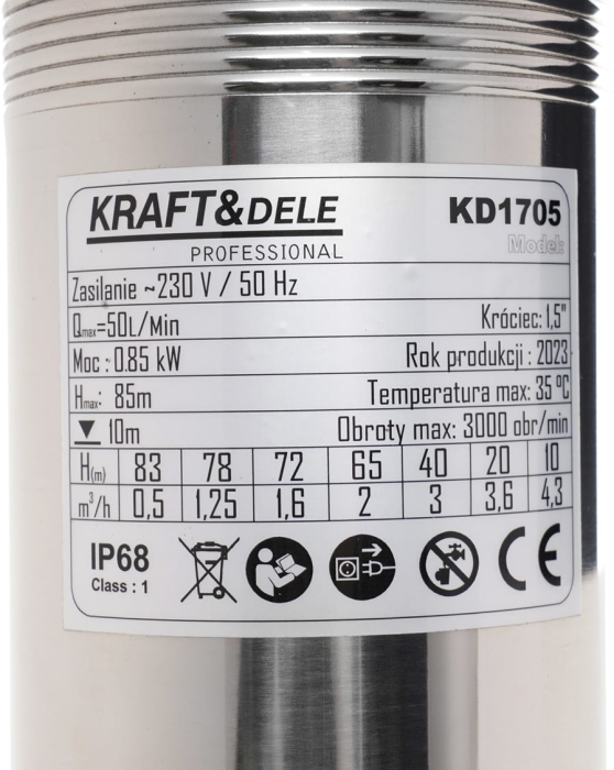 Pompa submersibila adancime mare Kraft&Dele, 0,85 kW, H max. 85 m, KD1705 [5]