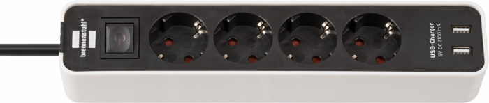 Prelungitor Brennenstuhl Ecolor 4 prize, 2xUSB, 1.5m Negru Alb [1]