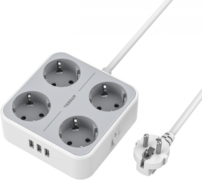 Prelungitor Tessan TS-302, 4 prize, 3 USB 3A, cablu 1.5m [1]