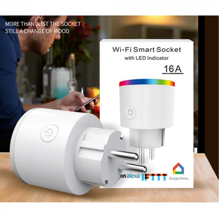 Priza inteligenta Rovo A12 WiFi, 16A, Monitorizare energie, Alexa, Google Assistant [5]