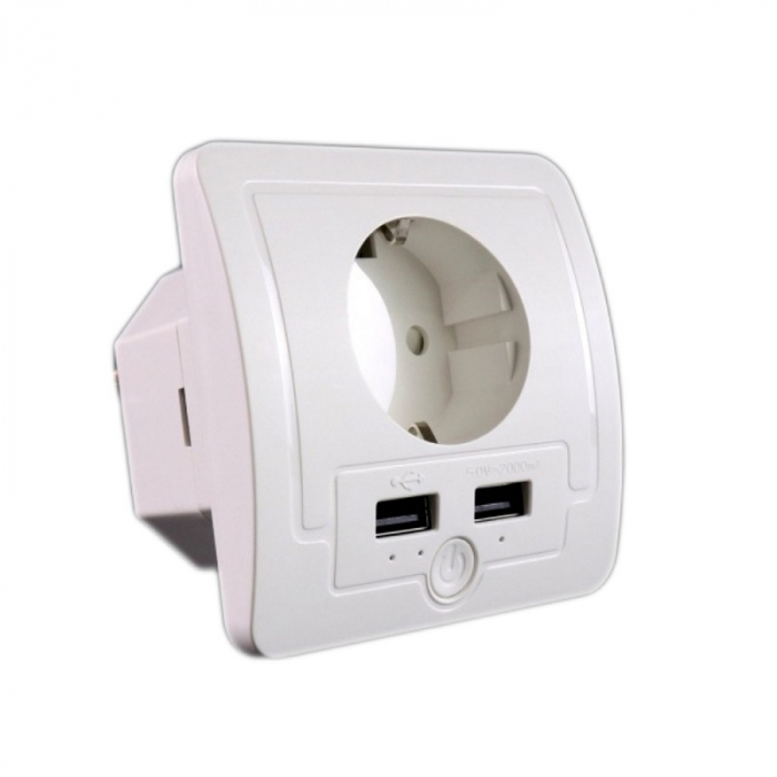 Priza inteligenta WiFi incastrata Rovo PW801E, 16A, 2X USB [3]
