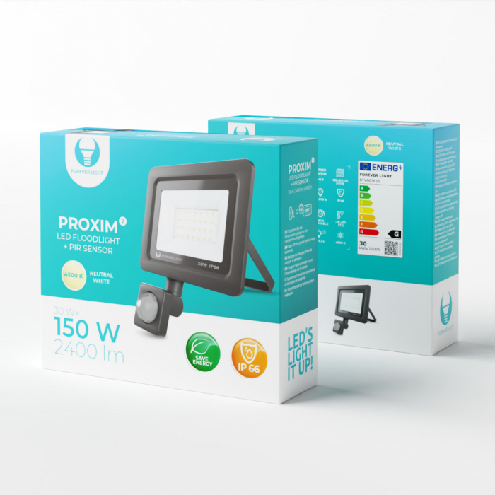 Proiector LED cu senzor de miscare Forever Light PROXIM II 30W, 2400 lm, 32 Leduri, lumina alb neutru 4500K [1]