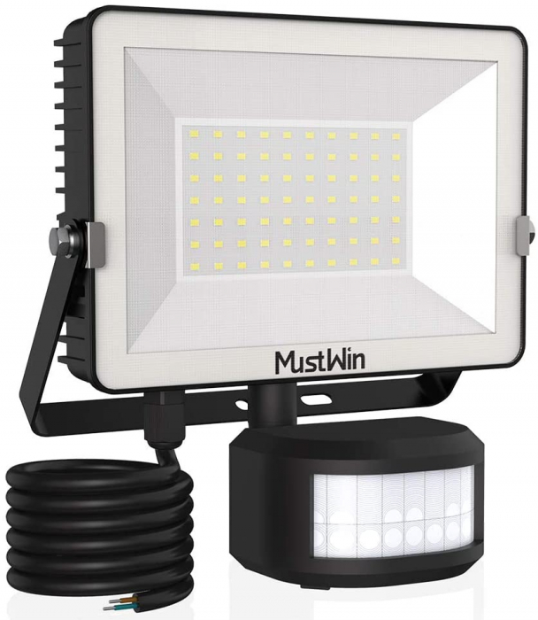 Proiector LED cu senzor de miscare MustWin 50W, 5000 lm, 70 Leduri [1]