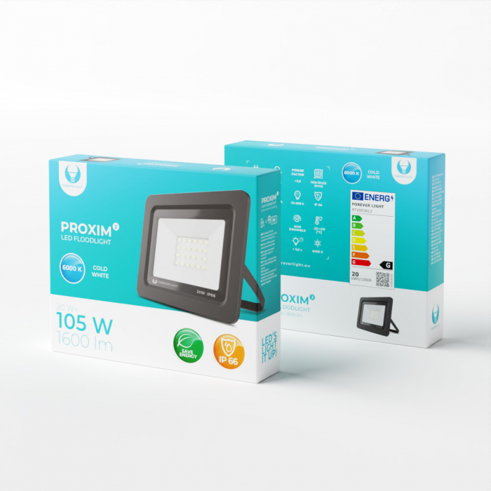 Proiector LED Forever Light PROXIM II 20W, 1600 lm, 24 Leduri, lumina alb rece 6000K [1]