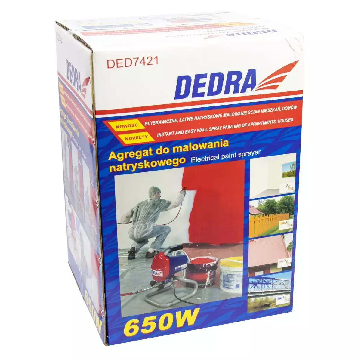 Pulverizator de vopsea fara aer, 650 W, 1L/min, furtun 7,5 m DEDRA DED7421 [19]