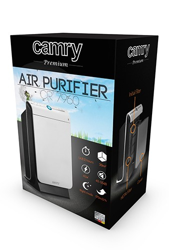 Purificator de aer Camry CR 7960, 45 Wati, Filtru HEPA, Filtru carbon,Functie ionizre ,Alb Negru [2]