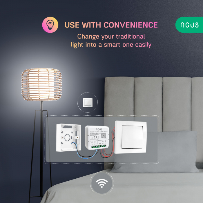 Releu inteligent WiFi Nous L13, 1 2 canale, 16A [4]