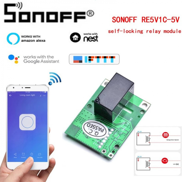 Releu modul smart Sonoff RE5V1C 5V, Wi-Fi, Compatibil cu Google Home, Alexa  IFTTT [3]