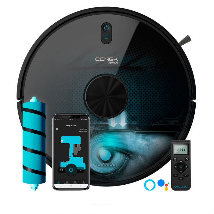 Robot de aspirare Cecotec Conga 6090 Ultra, 4 in 1, 10000 Pa, Laser, Autonomie 240 minute, Rezervor lichide si praf, Functie mop, 3 perii centrale, telecomanda inclusa - Resigilat [1]