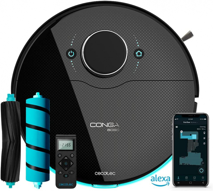 Robot de aspirare Cecotec Conga 8090 Ultra, 4 in 1, 10000 Pa, Laser, Autonomie 240 minute, Rezervor lichide si praf, Functie mop, Perie animale, telecomanda [5]