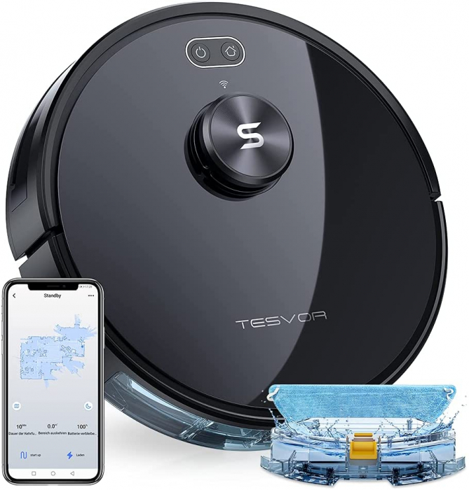 Robot de aspirare Tesvor S6, 2700 Pa, Laser, Autonomie 120 minute, Rezervor lichide si praf, Functie mop [1]
