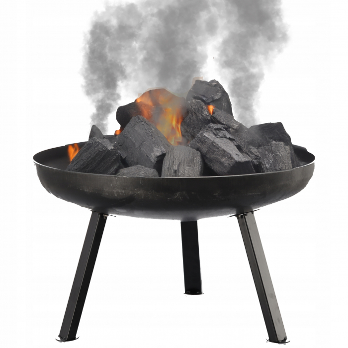 Semineu de gradina 60x36 cm, otel gros 2 mm, cu picioare detasabile, rezistent la temperaturi inalte, negru [2]