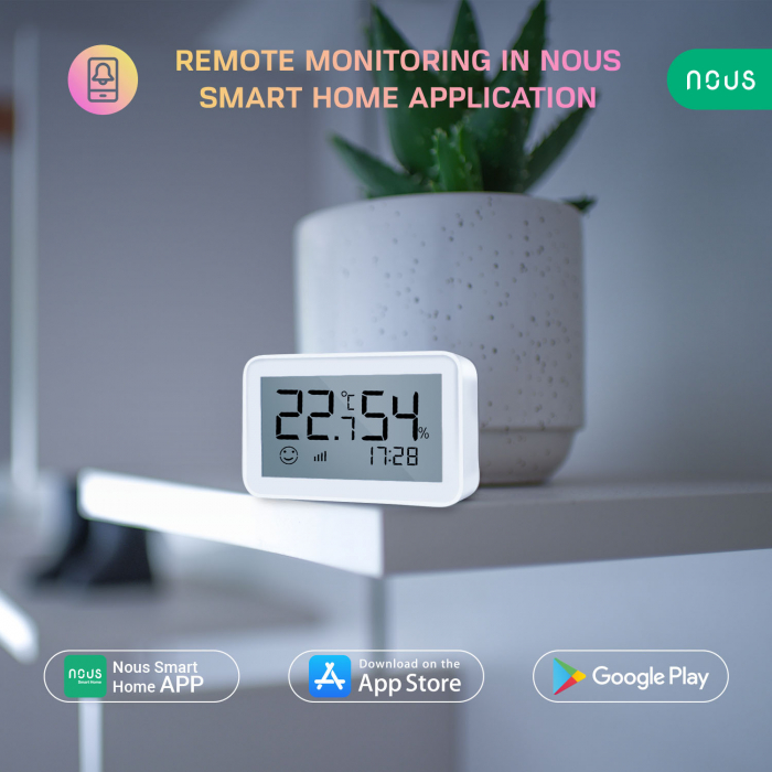 Senzor Smart de Temperatura si Umiditate Nous cu afisaj E6, LCD, ZigBee [4]
