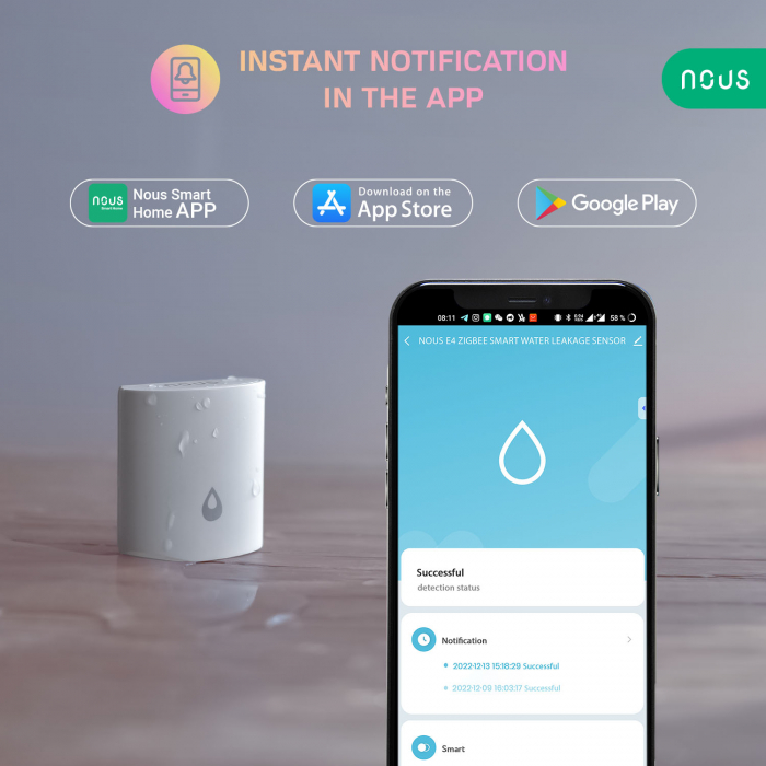 Senzor Smart detectie scurgeri de apa NOUS E4, ZigBee [2]