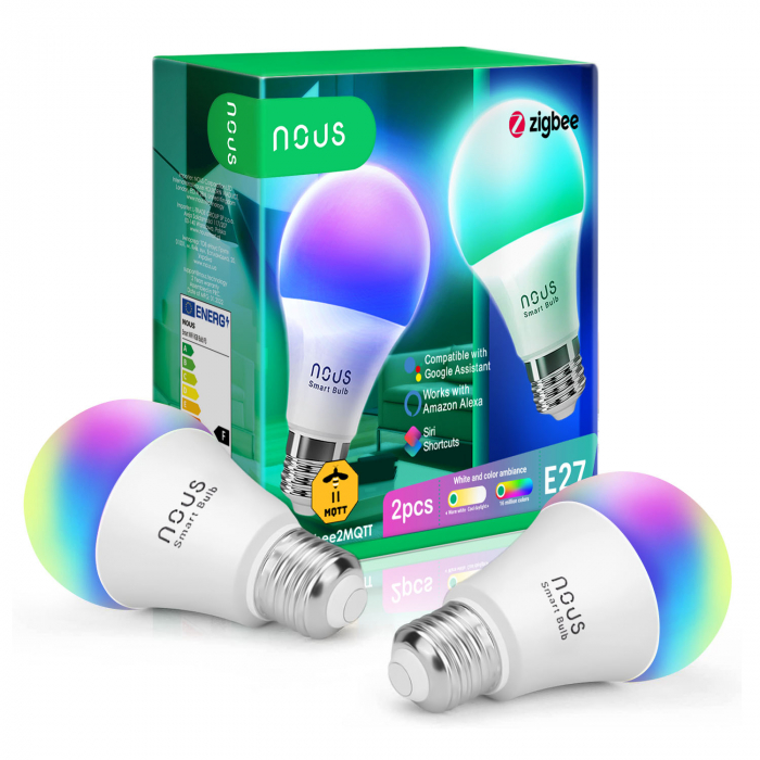 Set 2 becuri LED RGB Smart NOUS P3Z ZigBee, E27, Control din aplicatie [1]
