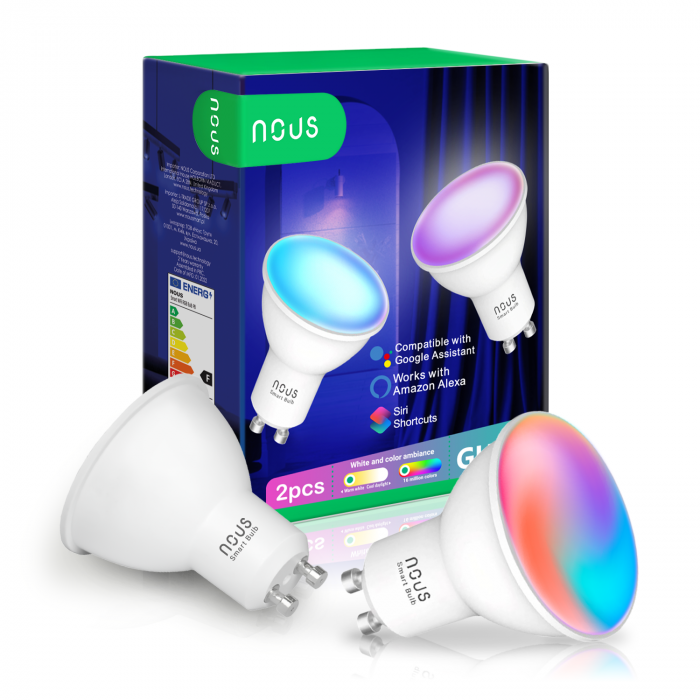 Set 2 becuri LED RGB Smart NOUS P8, GU10, Control din aplicatie [1]