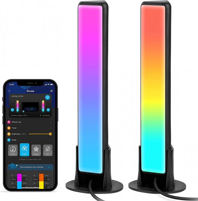 Set 2 buc lampa LED Govee Flow Plus Light Bars RGBICWW, WiFi si Bluetooth, TV Ambient, Alexa si Google Assistant [5]