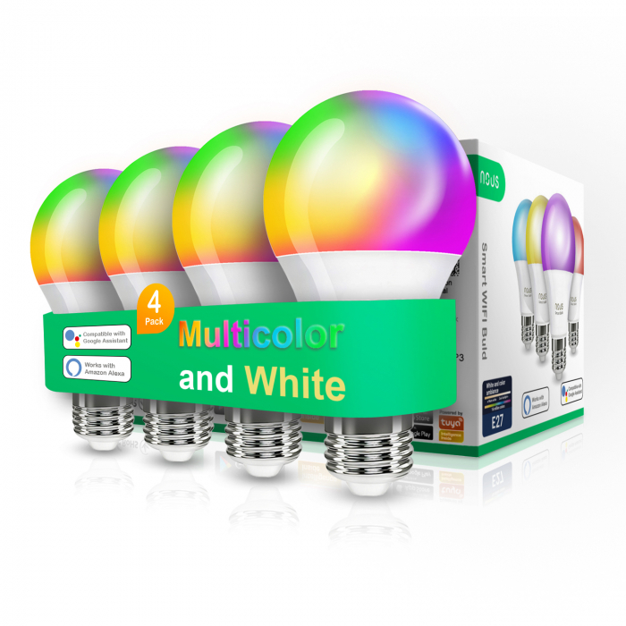 Set 4 becuri LED NOUS P3 RGB Smart, E27, Control din aplicatie [1]