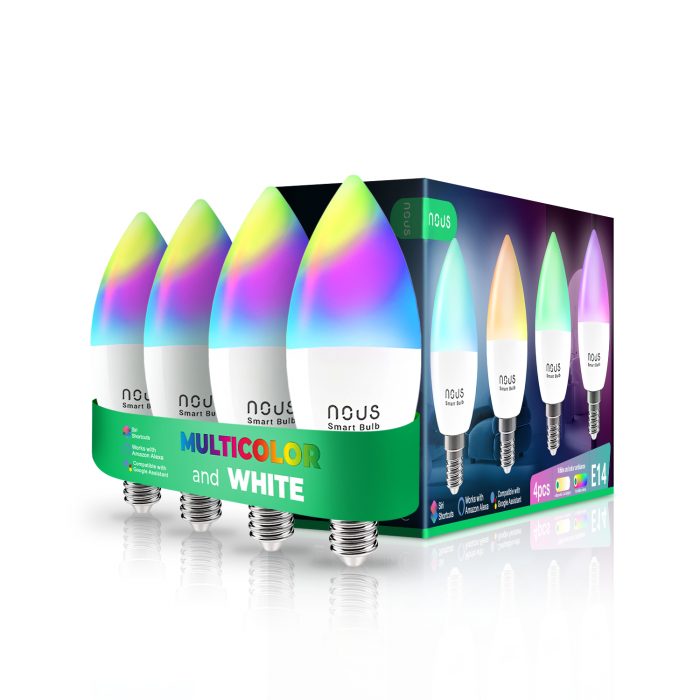 Set 4 Becuri LED RGB Smart NOUS P4, E14, Control din aplicatie [1]