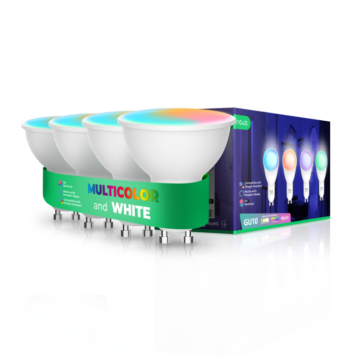 Set 4 becuri LED RGB Smart NOUS P8, GU10, Control din aplicatie [1]