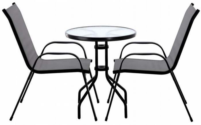 Set mobilier gradina Sersimo Torino, 2 scaune, 1 masa, gri inchis [2]