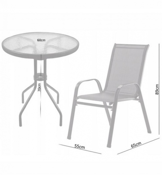 Set mobilier gradina Sersimo Torino, 2 scaune, 1 masa, gri inchis [5]