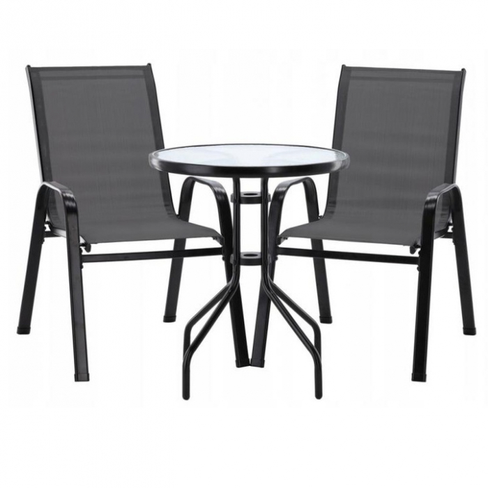Set mobilier gradina Sersimo Torino, 2 scaune, 1 masa, gri inchis [1]