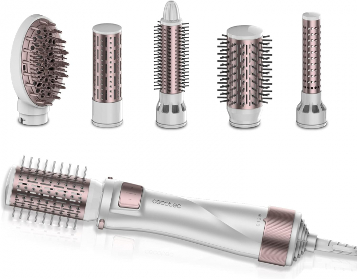 Set Perie rotativa cu 5 capete Cecotec Bamba CeramicCare 5in1 Pro Ceramica, 1000W, Perie pentru indreptat parul, Perie electrica, Ondulator par [1]