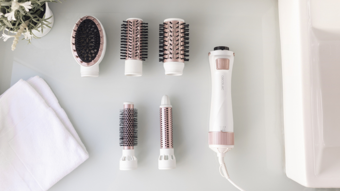 Set Perie rotativa cu 5 capete Cecotec Bamba CeramicCare 5in1Gyro Ceramica, Perie pentru indreptat parul , Perie electrica, Ondulator par [4]