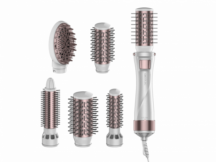 Set Perie rotativa cu 5 capete Cecotec Bamba CeramicCare 5in1Gyro Ceramica, Perie pentru indreptat parul , Perie electrica, Ondulator par - Resigilat [1]