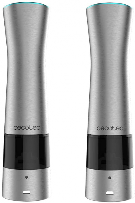 Set Rasnita electric Cecotec 2buc Instant Mill Press Duo, 9V,otel inoxidabil, pentru sare, Piper,cafe, Gri [1]
