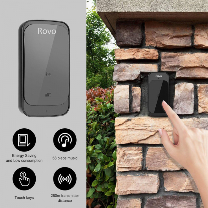 Sonerie Wifi Rovo C03, 2 Receptoare, IP44, 38 Melodii [3]