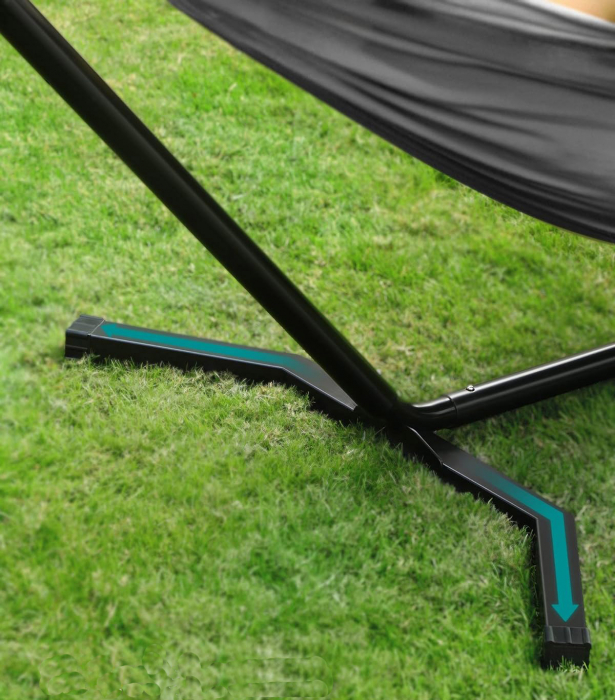 SONGMICS Hamac cu cadru metalic, reglabil la 5 inaltimi, maxim 240 kg, 300x90x95cm, gri [4]