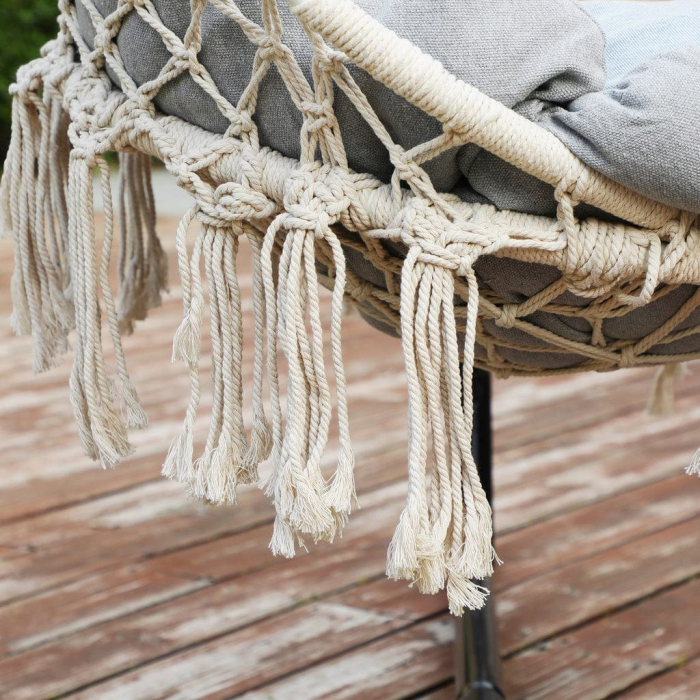 SONGMICS Scaun rotund tip leagan suspendat cu perna, pentru casa sau gradina, gri [4]