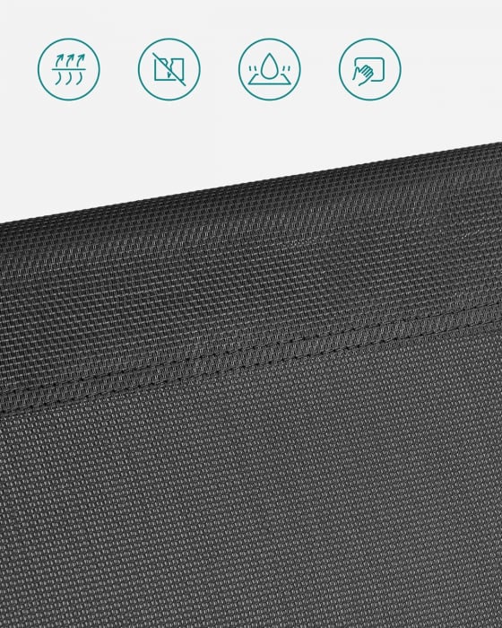 SONGMICS Sezlong pliabil, cu parasolar si tetiera, spatar reglabil in 4 pozitii, maxim 150kg, 200x71x38cm, gri [12]