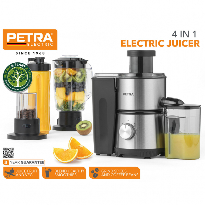 Storcator-Blender 4 in 1 legume fructe, Petra Germania, vas 1 L, 2 trepte putere, functie puls, vas cafea, recipient smothie, recipient suc, 400W [5]