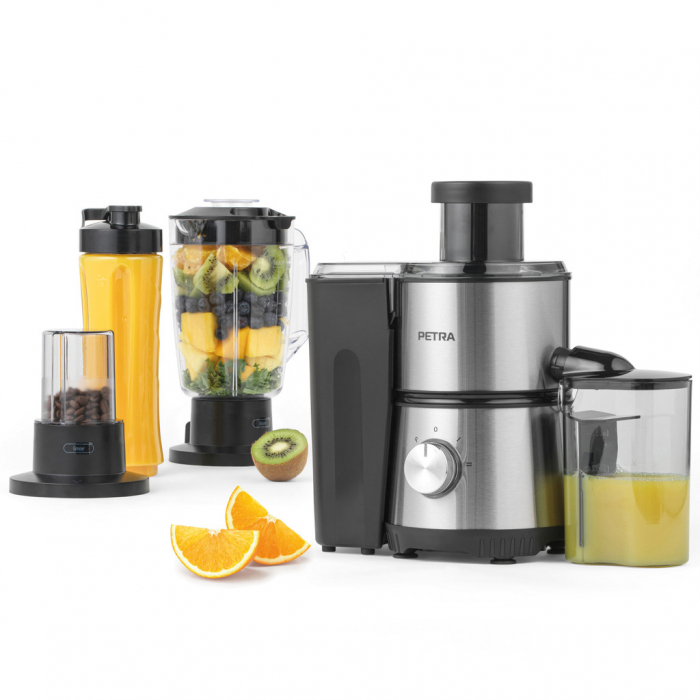 Storcator-Blender 4 in 1 legume fructe, Petra Germania, vas 1 L, 2 trepte putere, functie puls, vas cafea, recipient smothie, recipient suc, 400W [1]