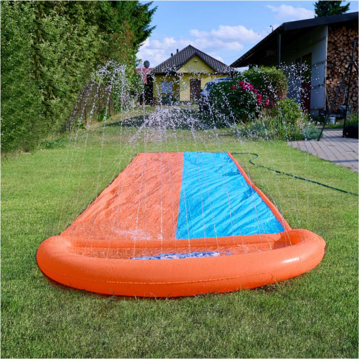 Tobogan cu apa dublu, 488 cm – conectare la furtun, distractie pentru 2 copii [3]