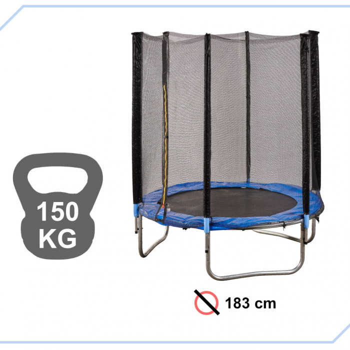 Trambulina cu plasa de protectie exterioara, 183 cm, 150 kg, albastru [6]