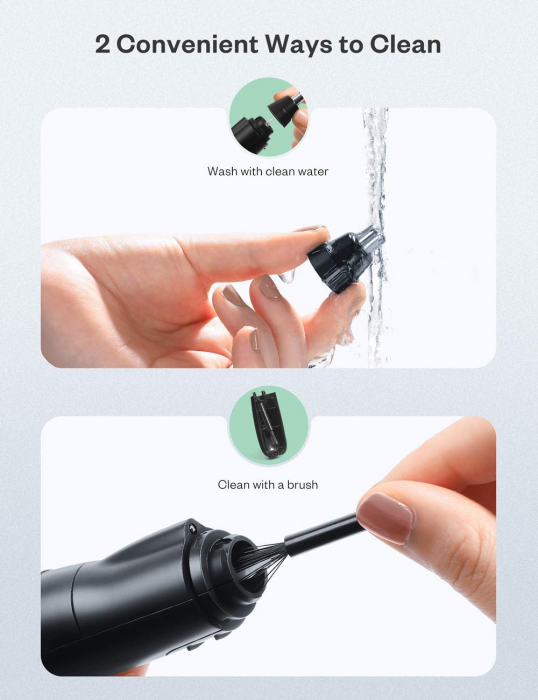 Trimmer pentru nas urechi Anjou AJ-FS005, Cap detasabil si lavabil, Lumina LED, Baterii, Negru [3]