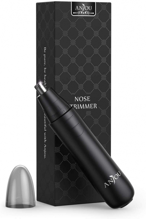Trimmer pentru nas urechi Anjou AJ-FS005, Cap detasabil si lavabil, Lumina LED, Baterii, Negru [2]