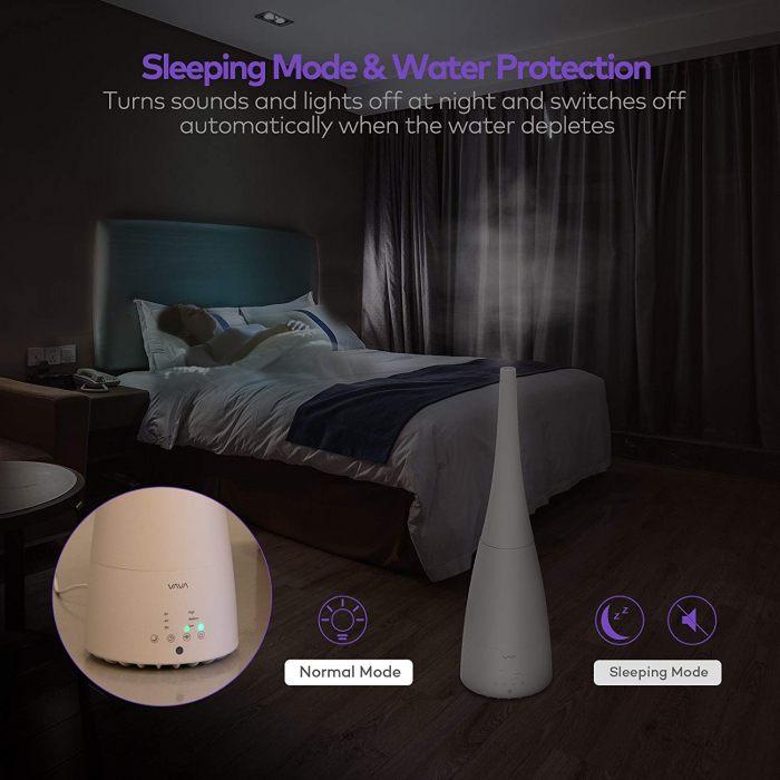Umidificator de aer cu ultrasunete VAVA 3L, Telecomanda, 280ml h, Silentios,  3 trepete putere, 25W [2]