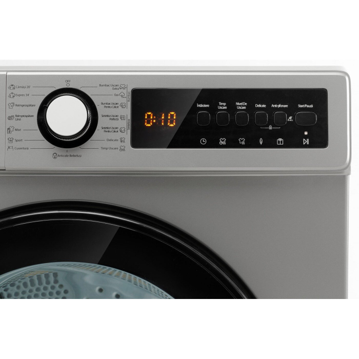 Uscator de rufe cu pompa de caldura LDK Higeea 9DPS, Capacitate 9 Kg, 15 programe, Antisifonare, Calcare usoara, Selectare nivel uscare, Uscare Extra, Amanare pornire, Argintiu [3]