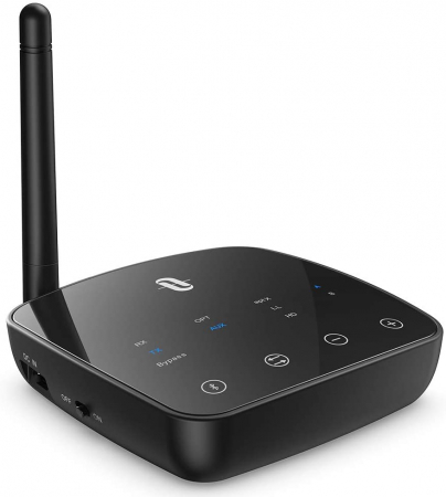 Media - Adaptor Bluetooth Transmitator si Receptor Audio TaoTronics TT-BA014, Bluetooth 5.0, Cablu Optic  Jack 3.5mm, conectare 2 casti, aptX HD, 50m