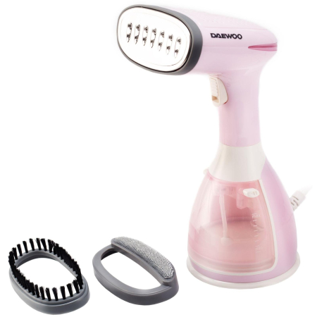 Electrocasnice Mici - Aparat de calcat vertical cu abur Daewoo DGS1500PK, 1500 W, 280 ml, Abur 60 gr/min, Alb/Roz